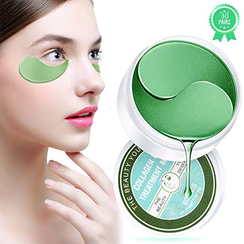 Product Cover Under Eye Patches Teamyo Collagen Eye Masks,Reduce Dark Circles & Puffiness Eliminate Eye Bags, Natural Eye Treatment Masks with Anti Wrinkles & Anti Aging, Moisturizer Deeply, 30 Pairs-Green