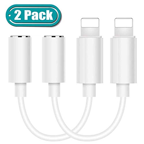 Product Cover [Apple MFi Certified] Lightning to AUX 3.5mm Headphone Jack Audio Cable Adapter, 2 Pack Plug and Play 3.5mm Headphone Dongle Connector Compatible with iPhone 11 X/XS/Max/XR 7/8/8 Plus