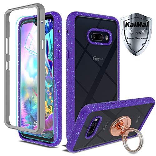 Product Cover LG G8X ThinQ/LG V50S ThinQ Case with HD Screen Protector (2Pack) with Ring Holder,KaiMai Full-Body Clear Bumper Shock Absorption Heavy Duty Rugged Protective Phone Case For LG G8X ThinQ-XF-Pueple+Ring