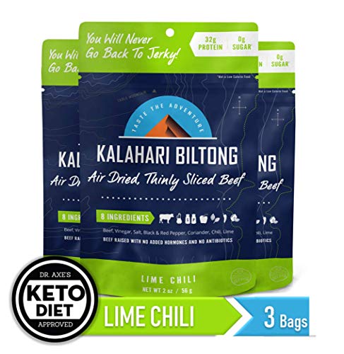Product Cover Lime Chili Kalahari Biltong, Air-Dried Thinly Sliced Beef, 2oz (Pack of 3), Sugar Free, Gluten Free, Keto & Paleo, High Protein Snack