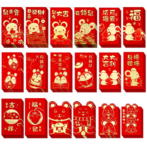 Product Cover Supla 126 Pcs Chinese Red Envelopes Hong Bao Chinese Lucky Money Envelopes Red Packet Lai See Lucky Packet Cash Envelopes Red Pockets for Chinese New Year 2020 Year of The Rat Wedding Birthday