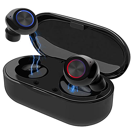Product Cover True Wireless Earbuds Bluetooth 5.0 with Charging Case,Mini HD Stereo Sound Noise Cancelling in-Ear Headphones,Touch Control IPX7 Waterproof Sports Earphone Built-in Mic for iPhone/Android(Black)