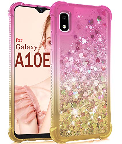 Product Cover Dzxouui for Galaxy A10E Case,Samsung Galaxy A10E Case,TPU Protective Cover for Girls and Women Glitter Bling Sparkle Cute Phone Case for Samsung Galaxy A10E(Pink/Gold)