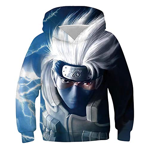 Product Cover OPCOLV Naruto Kakashi Hoodies for Boys 12-13 Years ANI Naruto Lightweight Sweaters Hoody Sweatshirts for Kids Youth Super Hero Jumper Cosplay Costume Party 12-13 Years