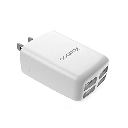 Product Cover Yoobao 4 Port USB Plug Wall Charger Multi Port Phone Charger Cube Block for iPhone 11/ X/ 8, iPad Pro/Air 2/ Mini 4, Samsung Galaxy and More - White