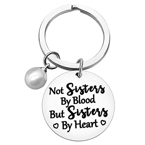 Product Cover Not Sisters by Blood But Sisters by Heart Keychain, Best Sister Gift from Sister - Friendship Keyring for Women Teen Girls,Christmas Graduation Birthday Gifts for soul Sister BestFriends Jewelry Gift