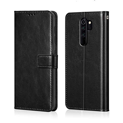 Product Cover WOW Imagine Redmi Note 8 Pro Flip Case | Leather Finish | Inside TPU with Card Pockets & Stand | Magnetic Closure | Shock Proof Wallet Flip Cover for Xiaomi Redmi Note 8 Pro - Black
