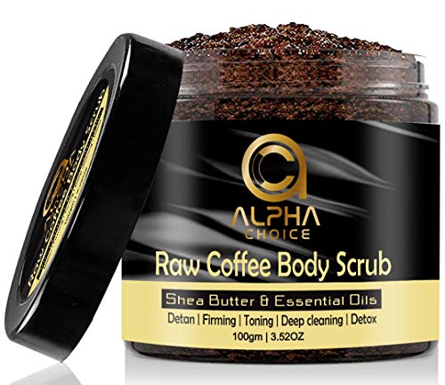 Product Cover ALPHA CHOICE Body Scrub, D Tan, Exfoliating, Deep cleaning, Reduce Cellulite, Raw Coffee Scrub for Women and Men-100gm