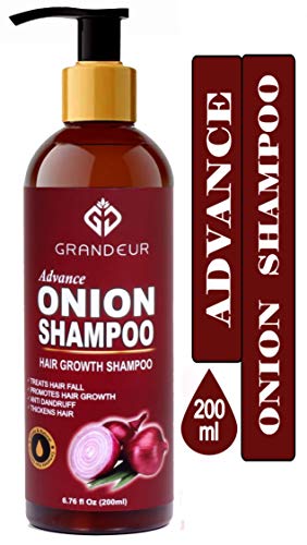 Product Cover Grandeur Advance Red Onion Hair Growth Shampoo For Hair Growth And Hair Fall Control With Onion Oil, Amla, Methi, Shikakai, Nagarmotha, Brahmi, Aloe Vera With 15 Natural Herbs & Ingredients. 200ml