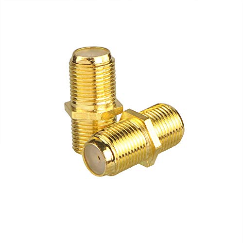 Product Cover VCE 2-Pack Gold Plated F-Type Coaxial RG6 Connector,Cable Extension Adapter Connects Two Coaxial Video Cables