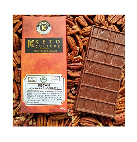 Product Cover Nepenthe Coffee and Chocolates Keto Culture - Pecan Nuts ( Super Food ) 60% Cacao Dark Chocolate - (Sugar Free) - (Maltitol Free) made with Organic Cacao Bean -Sweetened with Stevia; Strengthened with Raw, Hormone-Free, Lactose Free, Whey P