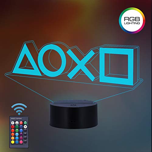 Product Cover Game Player Gift 3D Night Light 16 Multicolors Changing Night Lamp for Kids with Remote Control, Game Room Decor Gifts from Boys Men Women