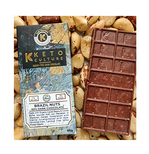 Product Cover Nepenthe Coffee and Chocolates Keto Culture - Brazil Nuts Roasted ( Super Food ) (Mysore Unsweetened )- 60% Cacao Dark Chocolate - (Sugar Free) - (Maltitol Free) Made with Organic Cacao bean -Sweetened with Stevia; Strengthened with Raw, Ho