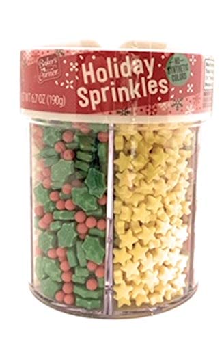 Product Cover Bakers Corner Assorted Holiday Sprinkles for Christmas Cookie and all Baking Decorating 6 Cell Jar 6.7 oz