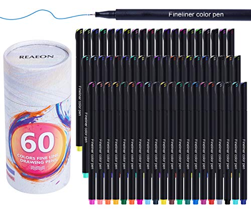 Product Cover 60 Colored Felt Tip Journal Planner Pens Fine Point Markers Fineliner Drawing Pen for Journaling Writing Note Taking Calendar, School Office Art Supplier