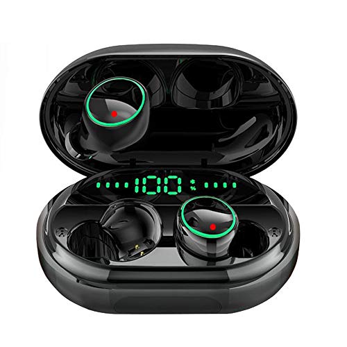 Product Cover Bluetooth 5.0 Headphones Wireless Earbuds,IPX8 Waterproof Stereo Earbuds with Microphone, LED Battery Display 120H Playtime, Noise-Cancelling Headset with Charging Case for Sports
