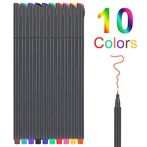 Product Cover Fineliner Pens Set, 10 Colored Pens, 0.38 mm Fineliner Drawing Pen, Perfect for Writing