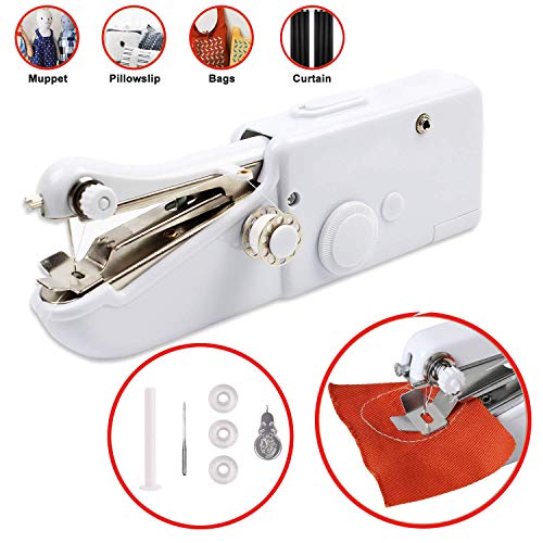 Product Cover Handheld Sewing Machine Portable Stitching Machine FineWish Cordless Sewing Machine Mini Stitch Craft Machine DIY Home Travel for Fabric Clothing Kids Cloth Pet Clothes (Battery Not Included) (White)