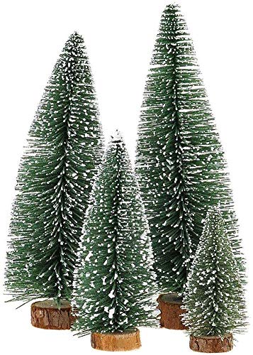 Product Cover Uniprime Mini Christmas Tree, Small Pine Tree with Wooden Bases for Xmas Holiday Party Home Tabletop Tree Decor (4pcs)