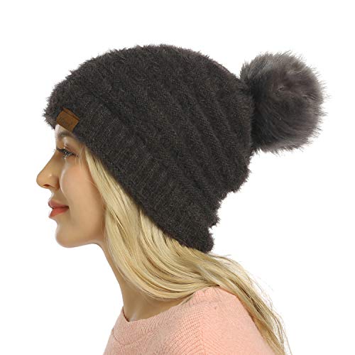 Product Cover ViGrace Womens Winter Hat Slouchy Warm Beanie Hats Faux Fur Pompom Chunky Baggy Ski Cap with Fleece Lined for Women