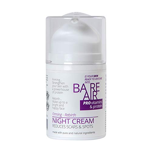 Product Cover BAREAIR Night Cream - 50 Ml | Firm Face, Glowing Tight Skin & Anti-Ageing | Hydrating and Active Nourishing with Hyaluronic Acid, Protein & Vitamins