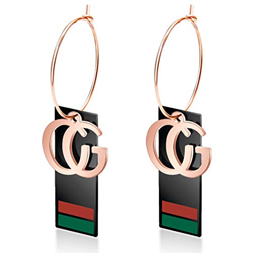 Product Cover Women's Fashionable Pearl Earrings, Alloy Letters G and F Earrings (Rose Gold)