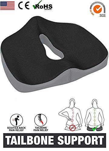 Product Cover OBLIQ Orthopaedic Coccyx Pillow Tailbone Seat Cushion with Non-Slip High Density Memory Foam to Relieve Sciatica, Back Pain Relief for Chair, Wheel Chair, Car