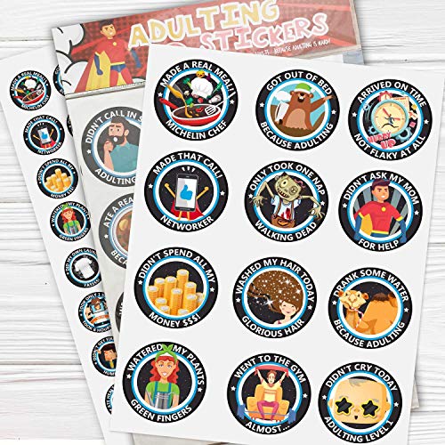 Product Cover 72 Funny Stickers for Adults - Adulting Stickers & Adult Achievement Stickers Because Adulting is Hard!