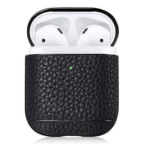 Product Cover Pierre Case AirPod Case Cover Leather, AirPods Cases Protective Shockproof Covers Compatible with Apple AirPods 1& 2nd Case (Black)