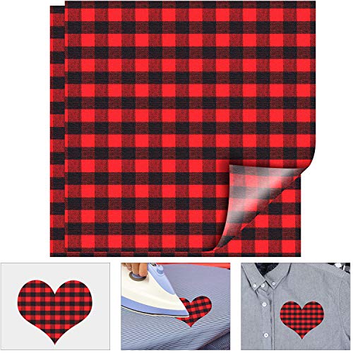 Product Cover 12 x 12 Inch Lumberjack Buffalo Plaid Heat Transfer Vinyl Patches Fabric Red Black Vinyl Sheets Cloth Fabric Adhesive Iron on Vinyl for Hunting Party (8)