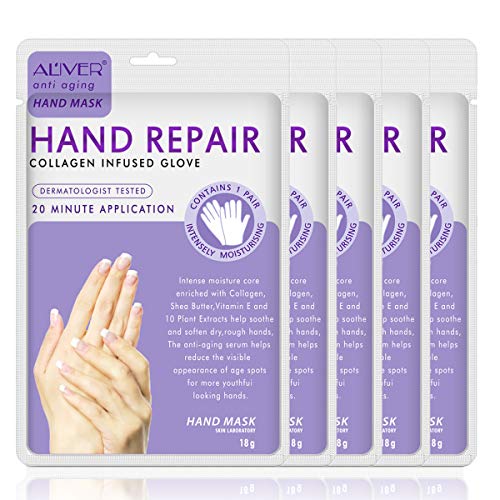Product Cover Hand Peel Mask 5 Pack, Moisturizing Gloves, Exfoliating Hand Peeling Mask, Hand Mask, Moisture Enhancing Gloves for Dry Hands, Repair Rough Skin Remove Dead Skin for Women or Men