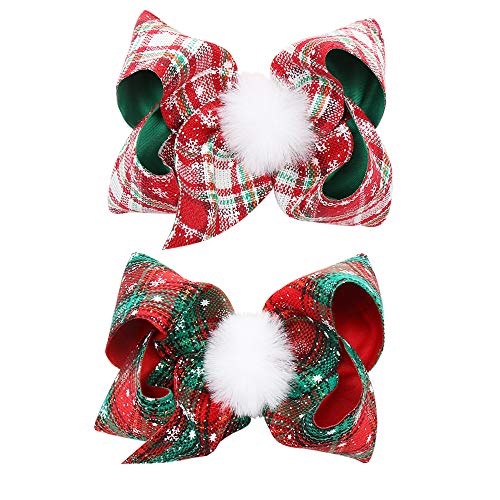 Product Cover Christmas Large Hair Bows with Alligator Clips Xmas Gifts for Women Girls Kids Hair Accessories (christmas hair bow 1)