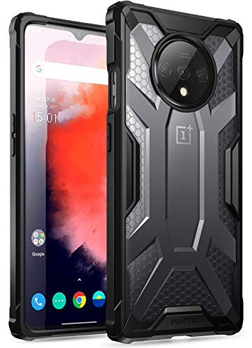 Product Cover OnePlus 7T Case, Poetic Premium Hybrid Protective Clear Bumper Cover, Rugged Lightweight, Military Grade Drop Tested, Affinity Series, for OnePlus 7T (2019), Frost Clear/Black
