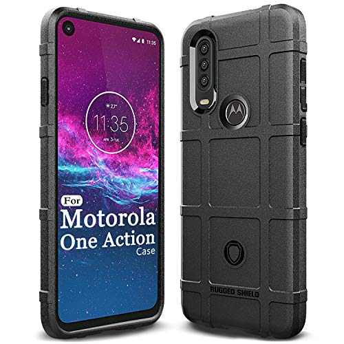 Product Cover Sucnakp Moto One Action Case,Moto P40 Power Case Heavy Duty Shock Absorption Phone Cases Impact Resistant Protective Cover for Motorola Moto One Action/Moto P40 Power（New Black）