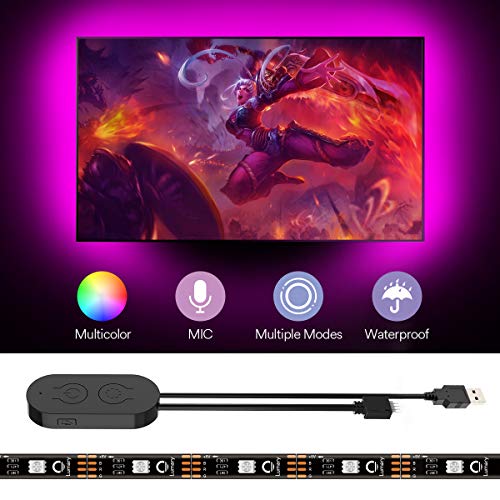 Product Cover TV Backlight LED Strip Lights - Lumary 6.56FT RGB LED Strip USB Powered Music Sync for 24 Inch-60 Inch TV Multi DIY Color Waterproof Built-in Microphone