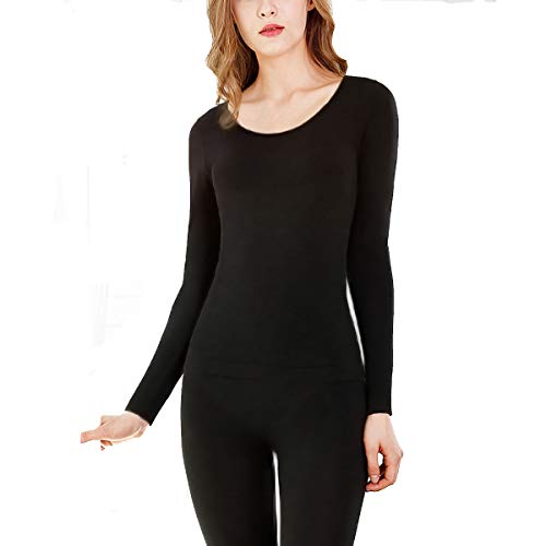 Product Cover Women's Thermal Underwear Set, Fleece Lined Long Johns Set Base Layer Top & Bottom Lightweight Ultra Soft Black