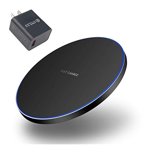 Product Cover 10W Fast Charger, Wireless Charging Pad for iPhone 11/11 Pro/11 Pro Max/XR/XS/8 Plus, Galaxy Note10/Note10 Plus/S10/S10 Plus/Note9 (with 18W QC3.0 Adapter)