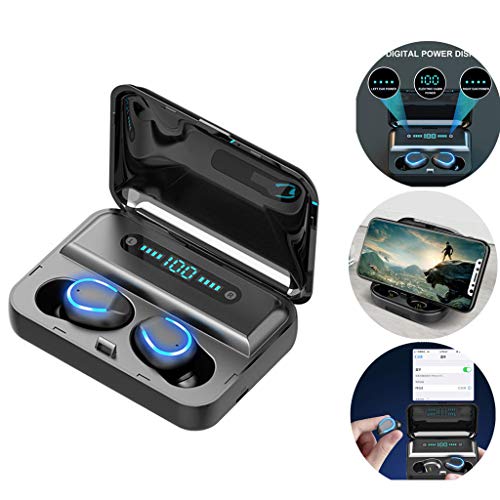Product Cover True Wireless Earbuds 5.0 Wireless Bluetooth Earbuds with Charging Display, IPX5 Waterproof TWS Stereo Headphones in-Ear Built-in Mic, 80H Playtime and Zero Pressure Wearing Black