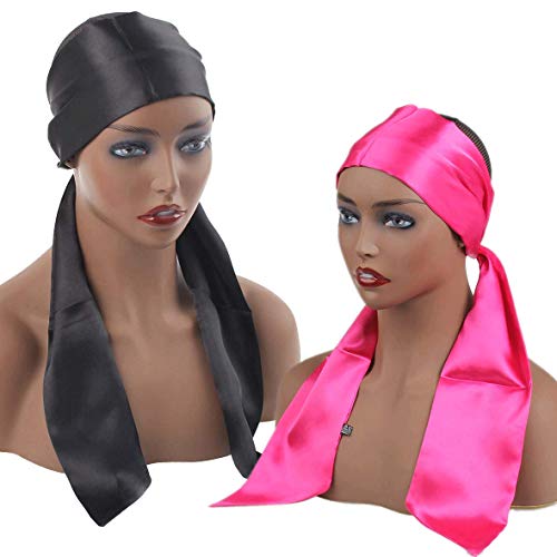 Product Cover Leeven 2 Pcs Wig Grip Band Silky Satin Edge Scarves For Women Satin Wrapping Laying Scarf for Lace Wigs Non Slip Hair Wrap Headband For Makeup Facial Sport Yoga 4.5