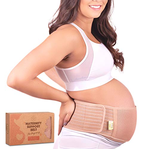 Product Cover Maternity Belly Band for Pregnancy - Soft & Breathable Pregnancy Belly Support Belt - Pelvic Support Bands - Tummy Bandit Sling for Pants - Pregnancy Back Brace (Classic Ivory, One Size)