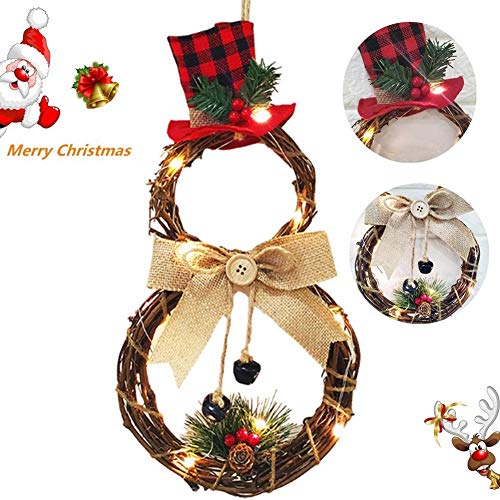 Product Cover Mooduuty Christmas Wreath, 15.7 Inch LED Merry Christmas Front Door Wreaths Small Christmas Decorations Home Decor