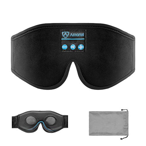 Product Cover Sleep Mask Headphone for Men Women, Contoured 3D Eye Mask Wireless Headband Bluetooth 5.0 Headset, Built-in Ear Speakers Microphone, Battery Display