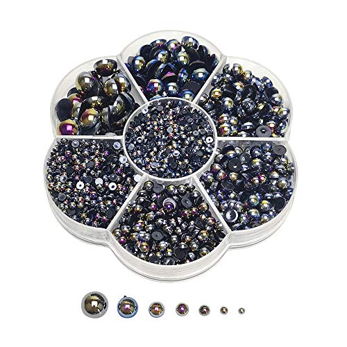 Product Cover Chenkou Craft 3000PCS 1 Box Black Round Flatback Half Pearls Bead Loose Beads Gem (Black Half Ball)