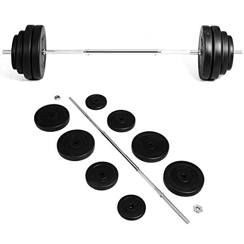 Product Cover GYMAX Barbell Weight Set, 132 LBS Dumbbell Weight Set with Star-Lock & 8 Plates, Weight Lifting Barbell Kit for Strength Training, Full Body Workout for Home/Gym (Black+Silver)