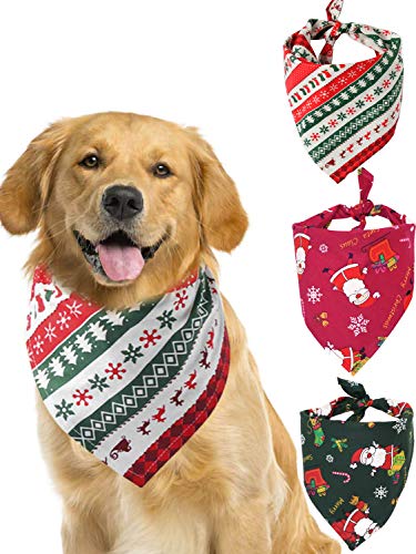 Product Cover HOMEWOOT Christmas Dog Bandanas Triangle Bibs Scarf Santa Pattern for Pet Dog Cat (3 Pack)