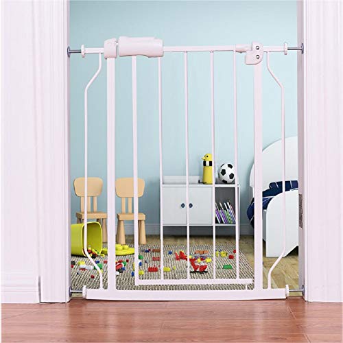 Product Cover ALLAIBB Narrow Baby Gate Auto Close Pressure Mount White Metal Child Dog Pet Safety Gates with Walk Through for Stairs,Doorways,Kitchen and Living Room 24.2-27.6 in