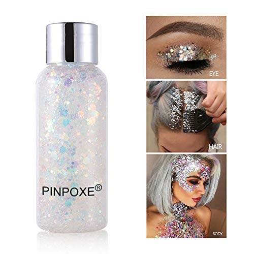 Product Cover Body Glitter, Glitter Body Gel, Long Lasting Sparkling, Mermaid Scale Face Body Sequins, Holographic Chunky Glitter, Flash Cream Eye Shadow Colorful Polarized Stage Makeup