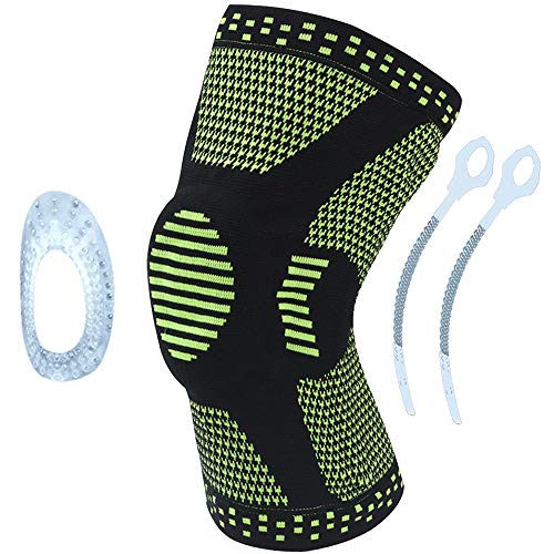 Product Cover Knee Brace Compression Sleeve with Side Stabilizers & Patella Gel Pads Knee Support Protector for Running, Basketball, Weight Lifting, Gym,Eniscus Tear Arthritis Sports Joint Pain Relief (Green, M)