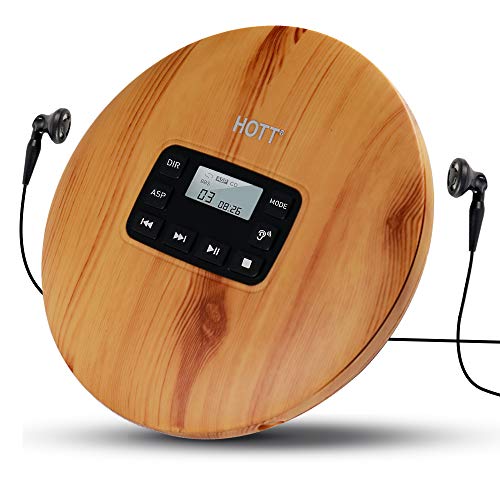 Product Cover CD Player Portable, HOTT Small CD Player with Headphones, Personal Compact Discman CD Player Walkman Music CD Player, LCD Display, Electronic Skip Protection and Anti-Shock Function - Wood
