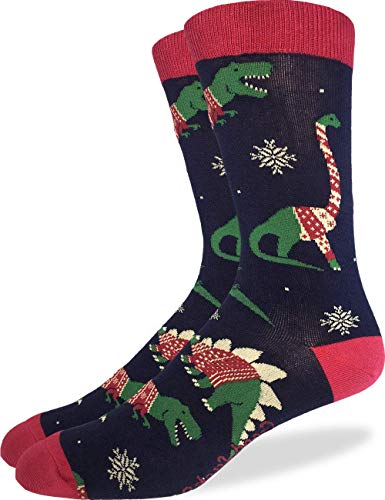 Product Cover Good Luck Sock Men's Extra Large Christmas Sweater Dinosaur Socks, Size 13-17, Big & Tall